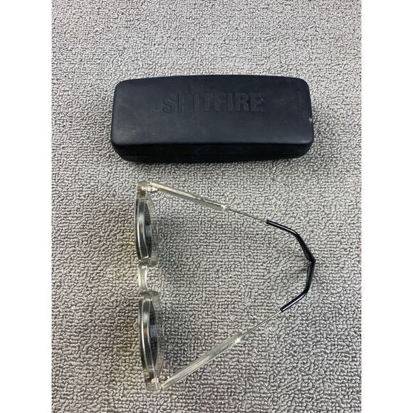 Spitfire England Unisex Silver Clear Black Round Retro Sunglasses With Case - Picture 7 of 7